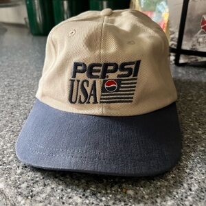 Vintage 90’s Pepsi USA Beige and Blue Cap